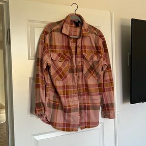 Plaid Button Down Shirt - Pink and Brown